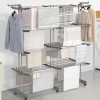 IDMarket Séchoir à linge vertical pliable et extensible 4 niveaux capacité 50m inox et gris* Rangement Et Accessoires|Séchoirs À Linge