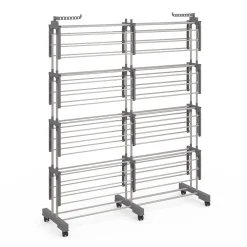 IDMarket Séchoir à linge vertical pliable et extensible 4 niveaux capacité 50m inox et gris* Rangement Et Accessoires|Séchoirs À Linge