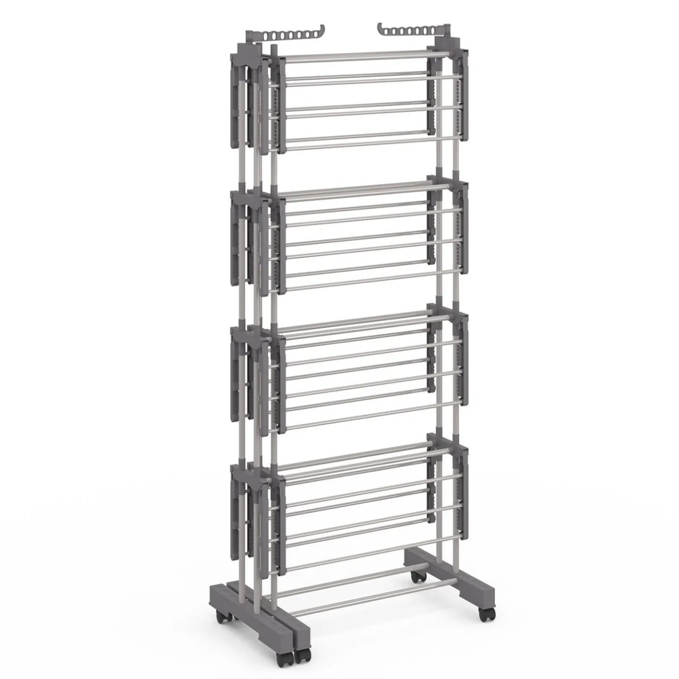 IDMarket Séchoir à linge vertical pliable et extensible 4 niveaux capacité 50m inox et gris* Rangement Et Accessoires|Séchoirs À Linge