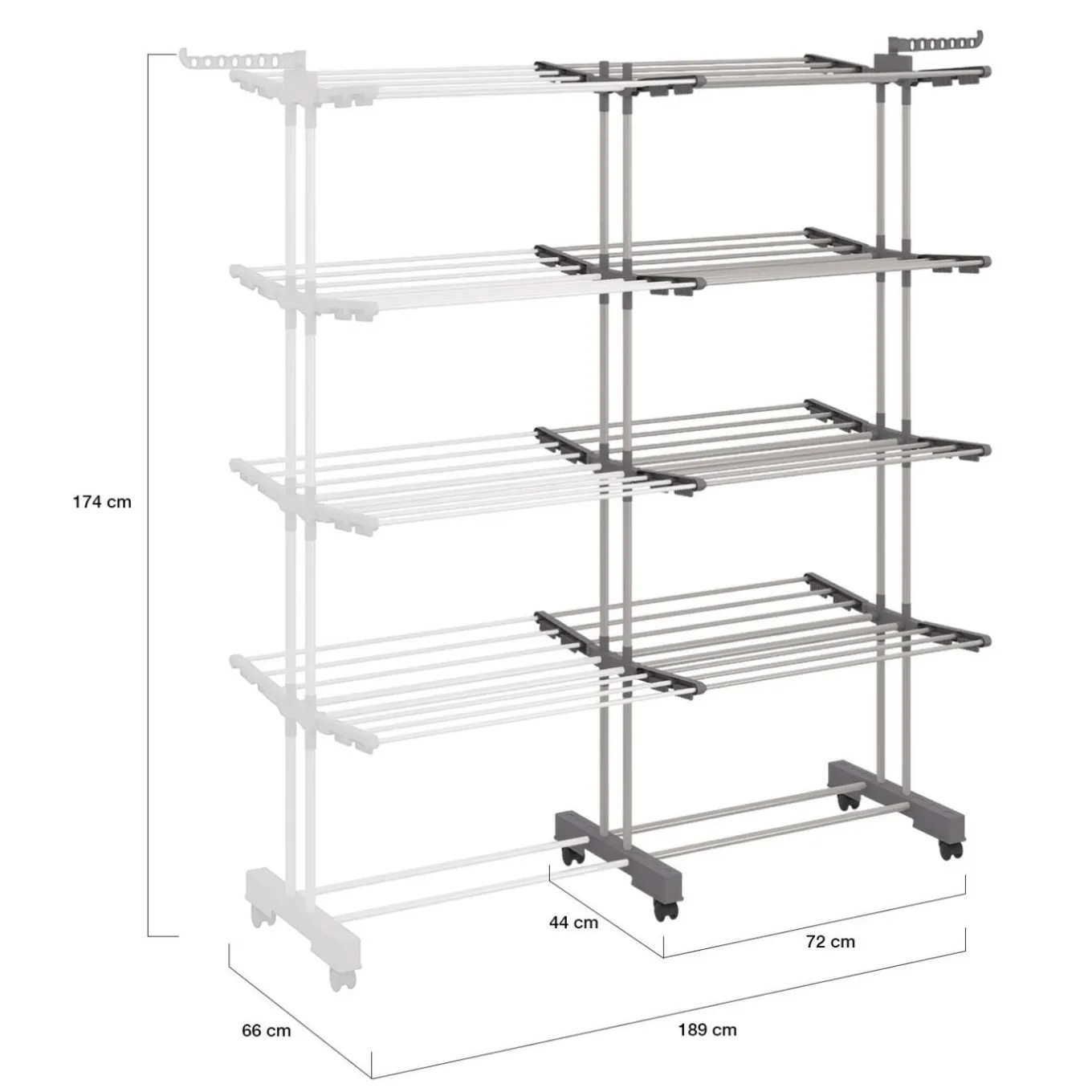 IDMarket Séchoir à linge vertical pliable et extensible 4 niveaux capacité 50m inox et gris* Rangement Et Accessoires|Séchoirs À Linge