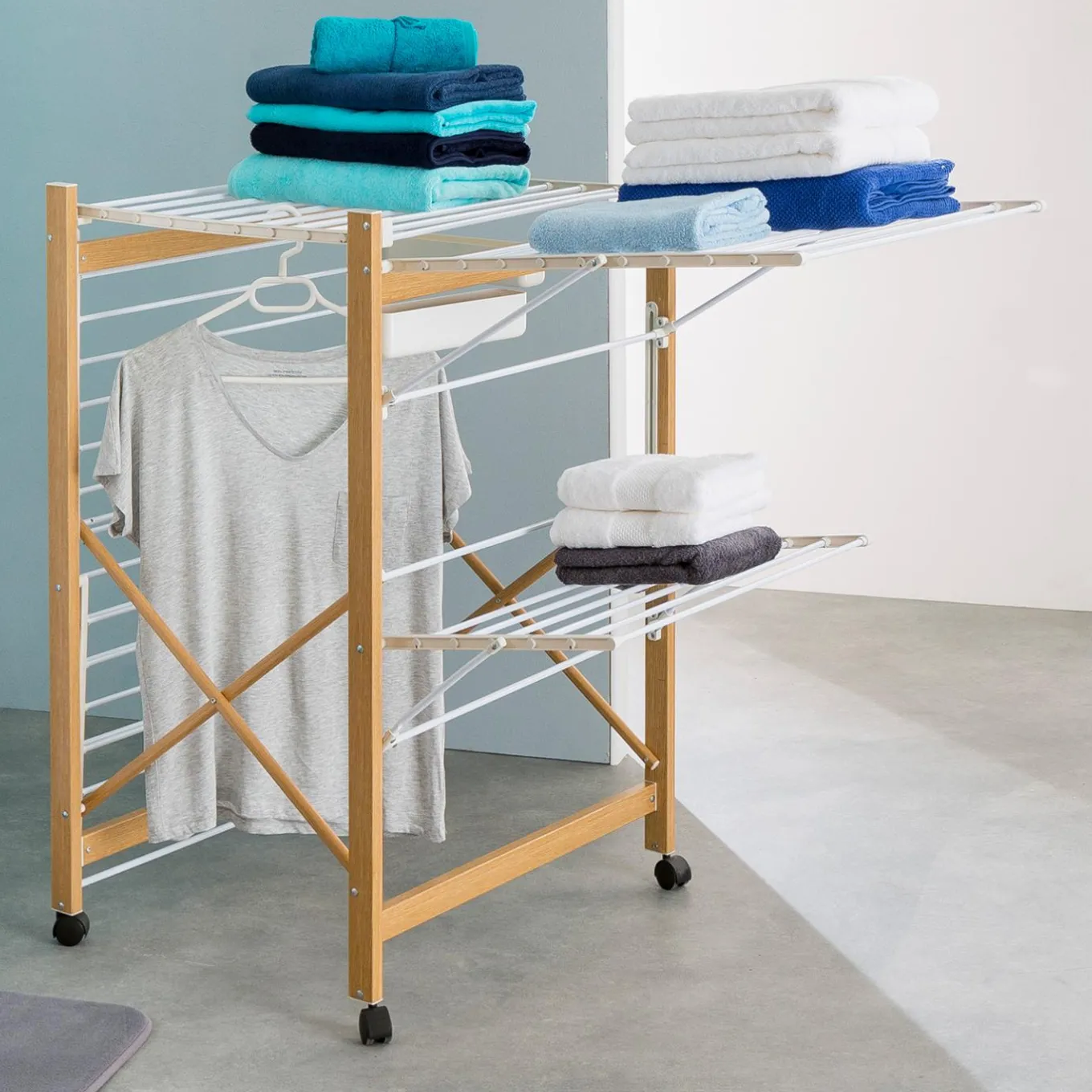 IDMarket Séchoir design imitation bois pliable* Séchoirs À Linge