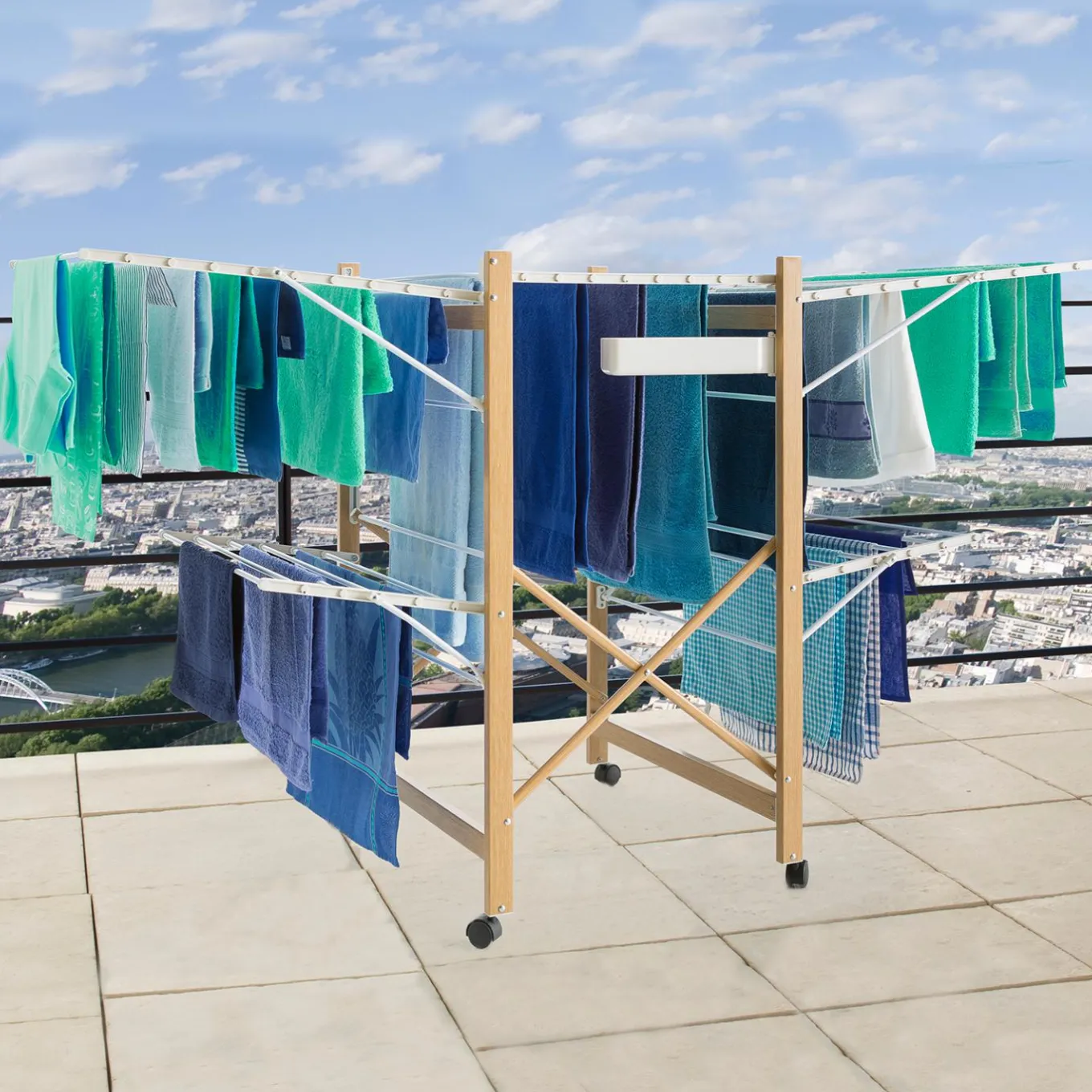 IDMarket Séchoir design imitation bois pliable* Séchoirs À Linge