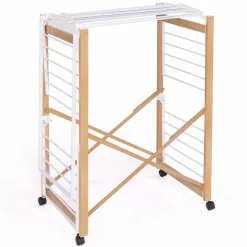 IDMarket Séchoir design imitation bois avec penderie pliable* Séchoirs À Linge