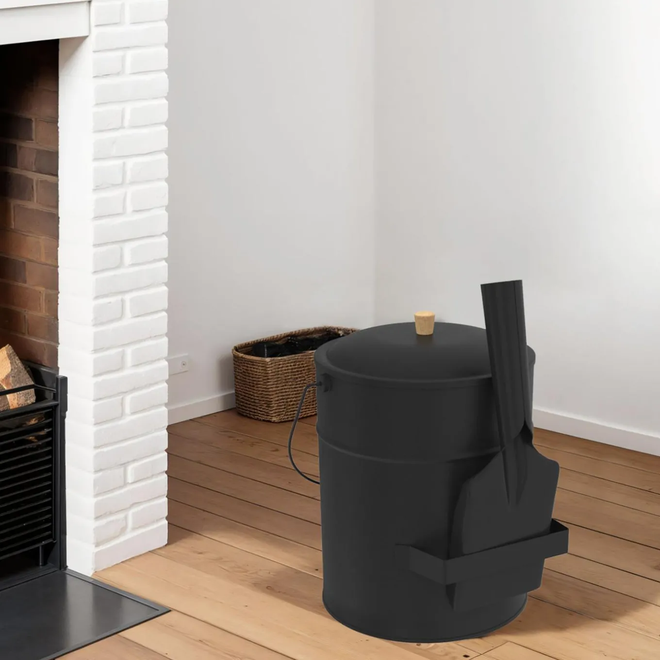 IDMarket Seau à cendres avec couvercle et pelle : 15 litres* Accessoires Cheminée