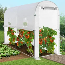 IDMarket Serre à tomates 3 m² 3 x 1 x 2 m blanche* Serres À Tomates Et Équipement Du Potager|Serres