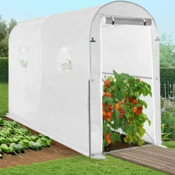 IDMarket Serre à tomates 3 m² 3 x 1 x 2 m blanche* Serres À Tomates Et Équipement Du Potager|Serres