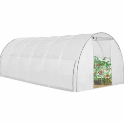 IDMarket Serre de jardin blanche 18 m² avec 2 côtés relevables 6x3x2m* Serres Tunnel|Serres