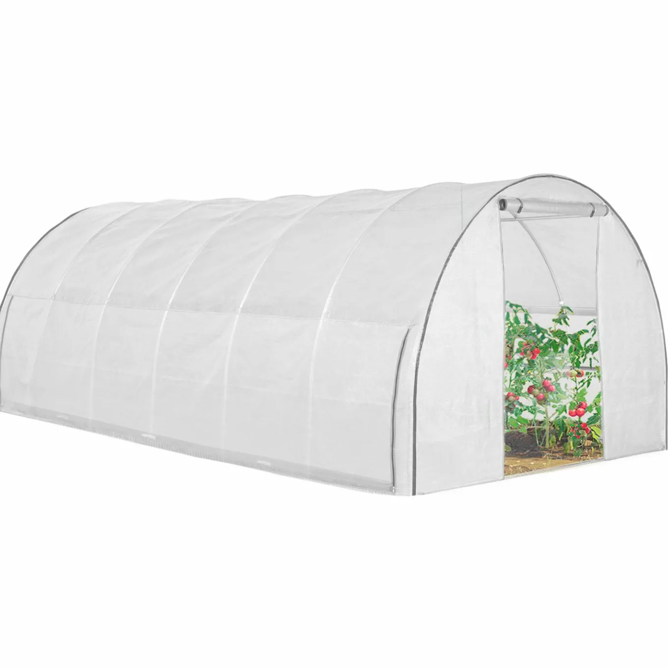 IDMarket Serre de jardin blanche 18 m² avec 2 côtés relevables 6x3x2m* Serres Tunnel|Serres