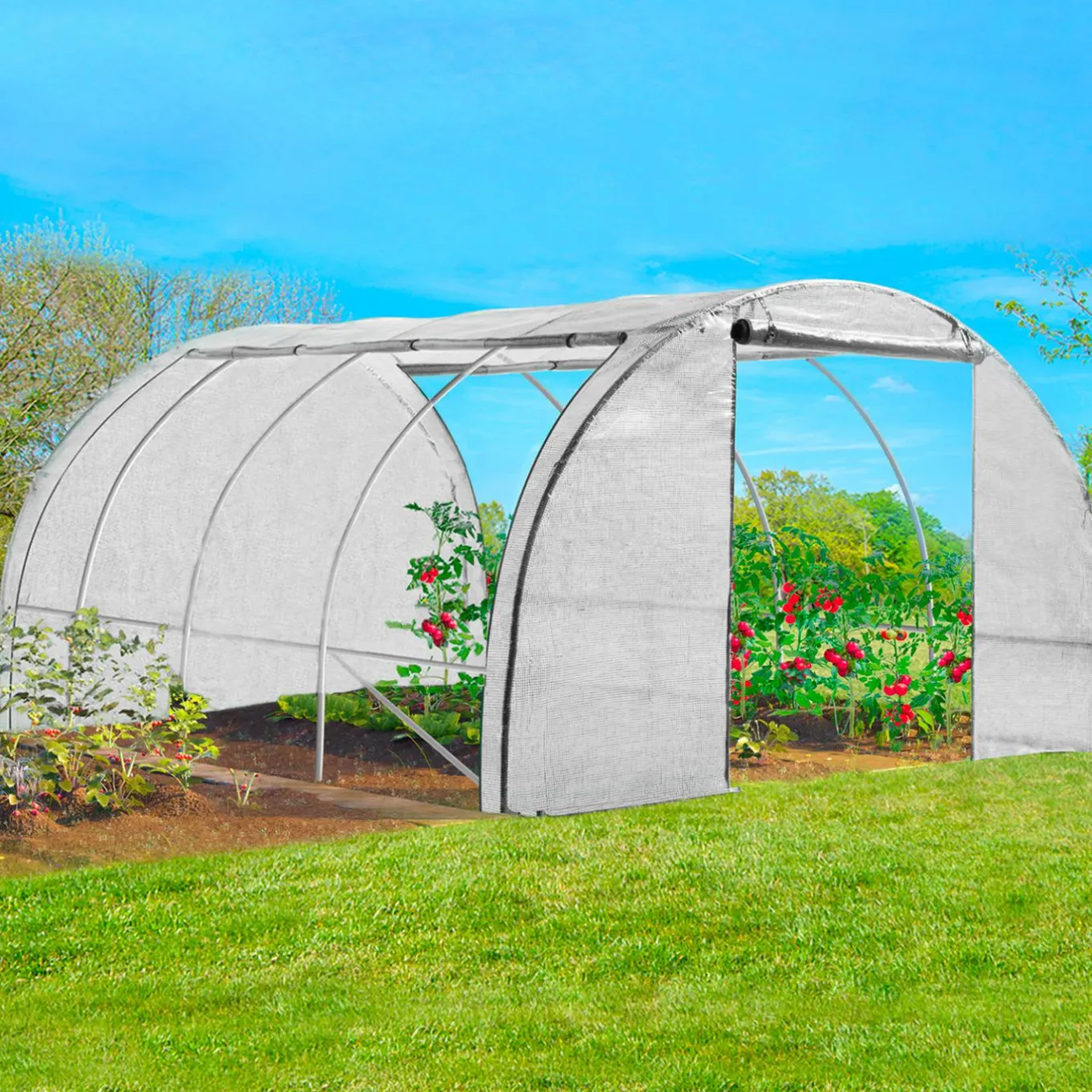 IDMarket Serre de jardin blanche 12 m² 4x3 m* Serres Tunnel|Serres