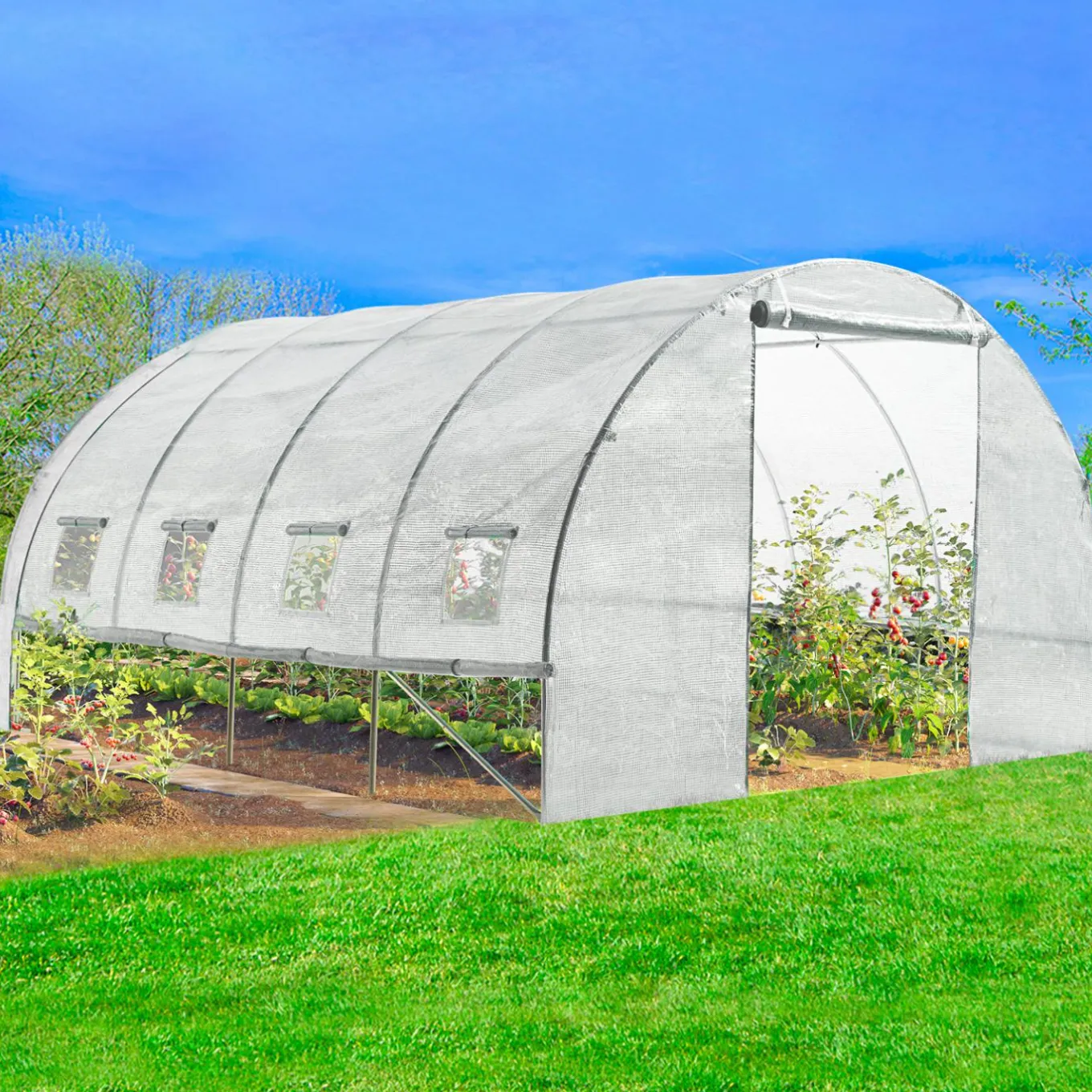 IDMarket Serre de jardin blanche 12 m² 4x3 m* Serres Tunnel|Serres