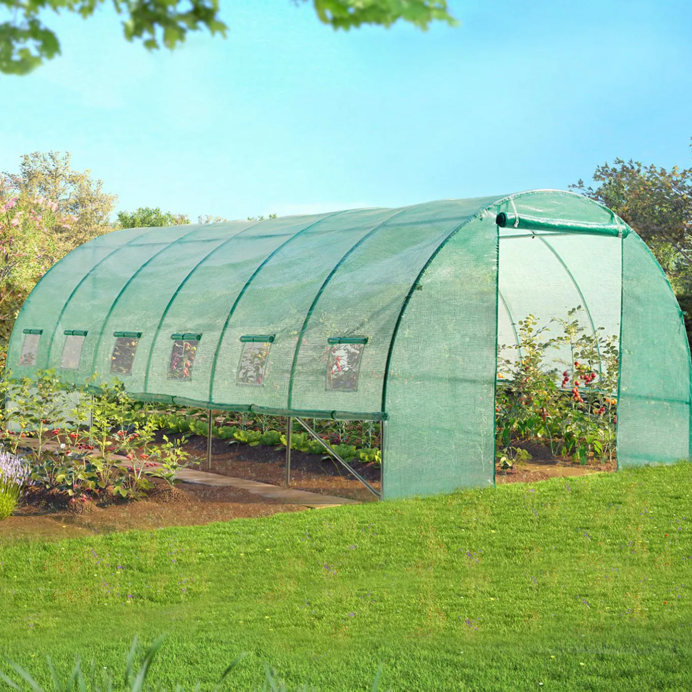 IDMarket Serre de jardin verte 18 m² 3x6 m* Serres Tunnel|Serres