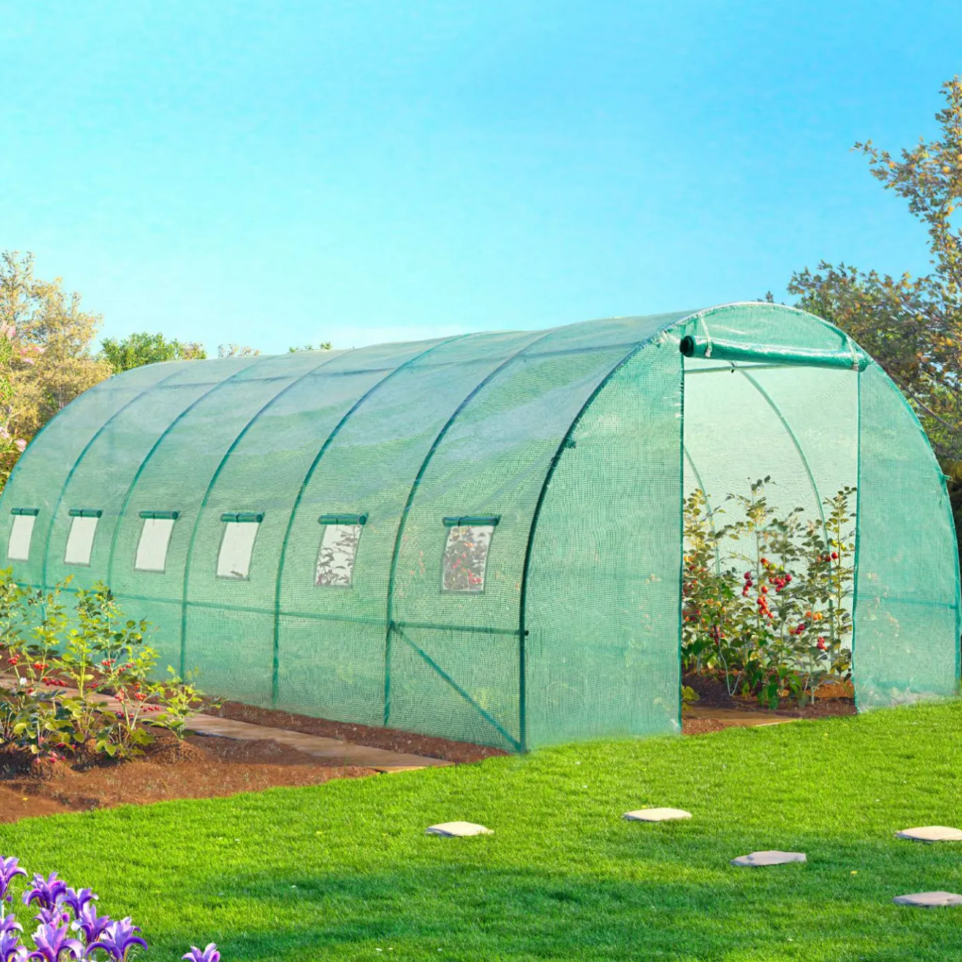 IDMarket Serre de jardin verte 18 m² 3x6 m* Serres Tunnel|Serres