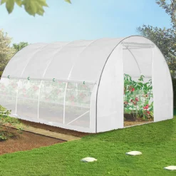 IDMarket Serre tunnel de jardin 12M² blanche relevable avec moustiquaire* Serres Tunnel|Serres