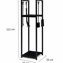 IDMarket Serviteur range bûche intérieur en acier noir* Collection Métal|Accessoires Cheminée