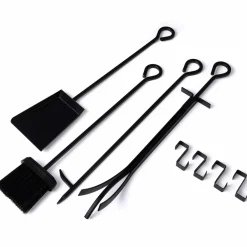 IDMarket Serviteur range bûche intérieur en acier noir* Collection Métal|Accessoires Cheminée