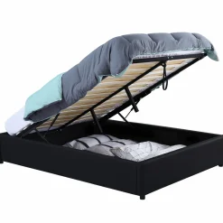 IDMarket Sommier coffre de rangement 140x190 cm noir* Collection Contemporaine|Chambre Complète Adulte