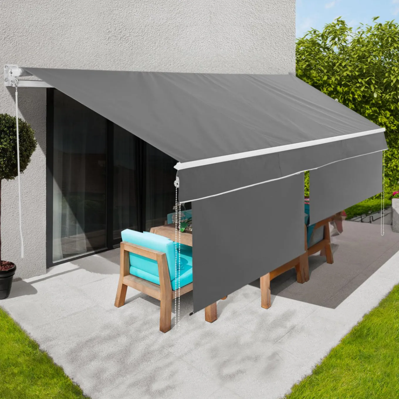 IDMarket Store banne gris anthracite 4x3 m* Stores Bannes