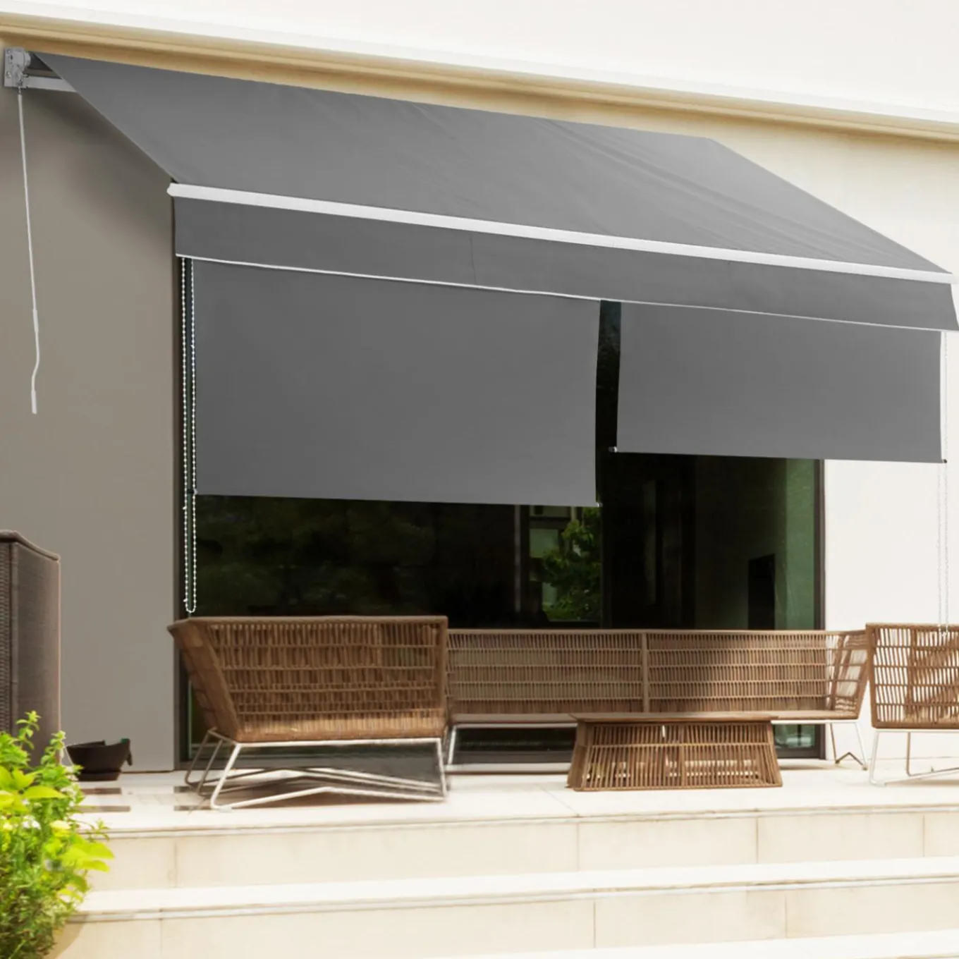 IDMarket Store banne 3x2 m enroulable gris anthracite* Stores Bannes