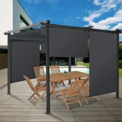 IDMarket Store enrouleur vertical gris pour pergola* Accessoires Pergolas Et Tonnelles