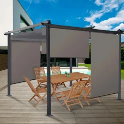 IDMarket Stores enrouleurs verticaux pour pergola couleur taupe* Accessoires Pergolas Et Tonnelles