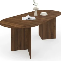 IDMarket Table à manger extensible ovale MARTHE 6 -10 personnes noyer* Meubles En Bois|Tables