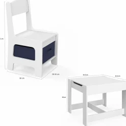 IDMarket Table à dessin pour enfant avec 2 chaises et bacs de rangement*Enfant Meubles Blancs|Meubles Rangement Jouet