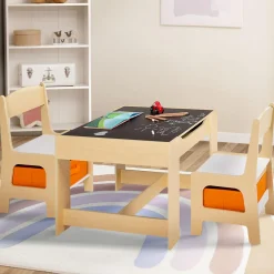 IDMarket Table à dessin réversible pour enfant avec 2 chaises et bacs de rangement*Enfant Meubles En Bois|Meubles Rangement Jouet