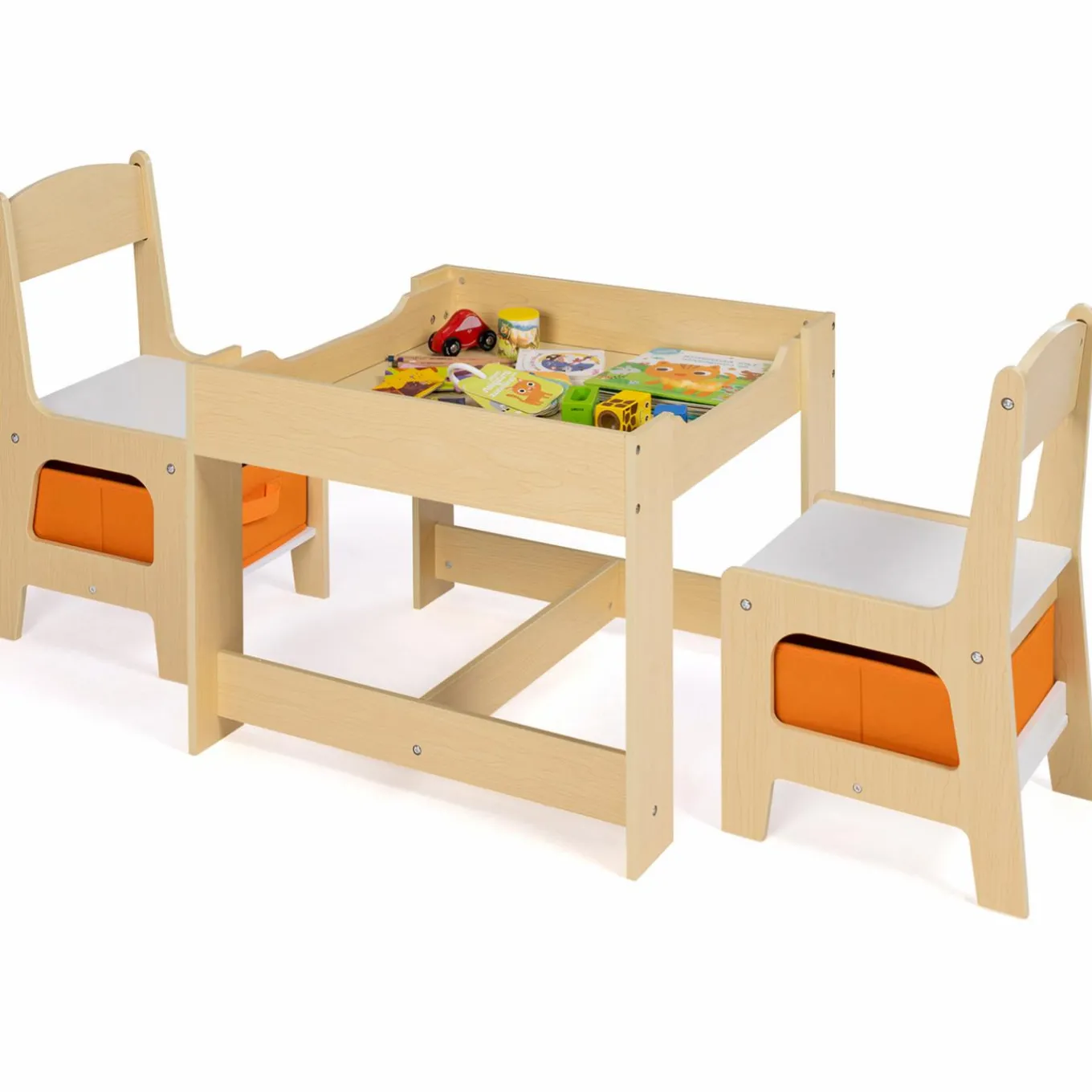 IDMarket Table à dessin réversible pour enfant avec 2 chaises et bacs de rangement*Enfant Meubles En Bois|Meubles Rangement Jouet