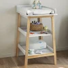 IDMarket Table à langer avec 2 étagères façon hêtre et blanc*Enfant Meubles Blancs|Meubles En Bois
