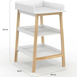 IDMarket Table à langer avec 2 étagères façon hêtre et blanc*Enfant Meubles Blancs|Meubles En Bois