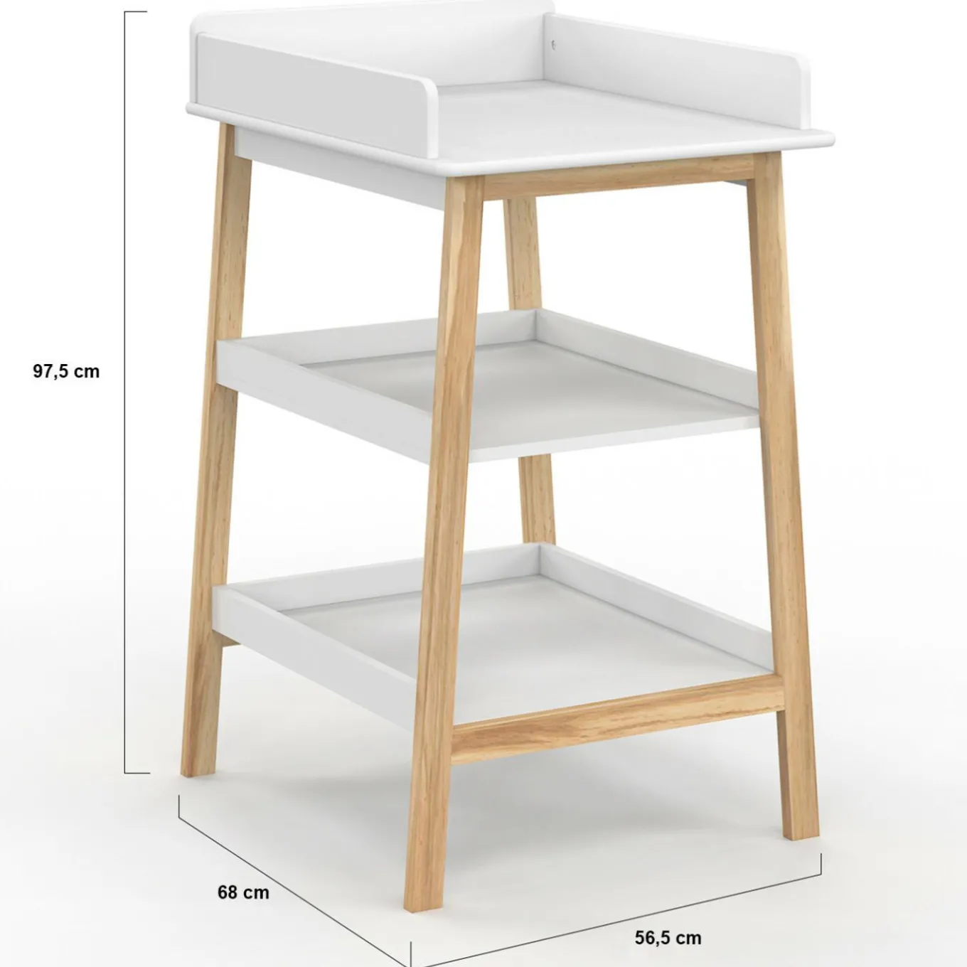 IDMarket Table à langer avec 2 étagères façon hêtre et blanc*Enfant Meubles Blancs|Meubles En Bois