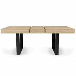 IDMarket Table à manger 4 à 8 personnes bois et noir* Meubles Bas|Meubles En Bois