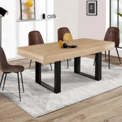 IDMarket Table à manger 4 à 8 personnes bois et noir* Meubles Bas|Meubles En Bois