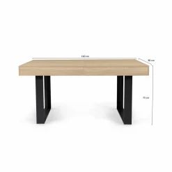 IDMarket Table à manger 4 à 8 personnes bois et noir* Meubles Bas|Meubles En Bois