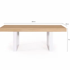 IDMarket Table à manger 6 à 10 personnes bois et blanc* Meubles En Bois|Collection Design