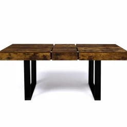 IDMarket Table à manger 4 à 8 personnes bois effet vieilli et pieds noirs* Meubles En Bois|Collection Vintage