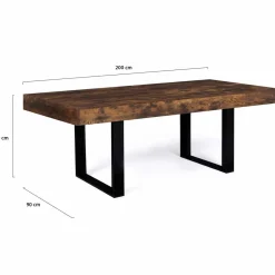IDMarket Table à manger 200 cm 10 personnes bois effet vieilli et noir* Collection Design|Collection Vintage
