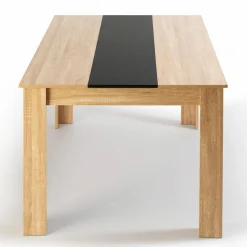 IDMarket Table à manger 6 personnes imitation hêtre et noire* Meubles En Bois|Collection Contemporaine