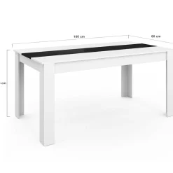 IDMarket Table à manger 8 personnes blanche et noire* Meubles Blancs|Collection Contemporaine