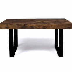 IDMarket Table à manger 6 personnes bois effet vieilli et noir* Meubles En Bois|Collection Design