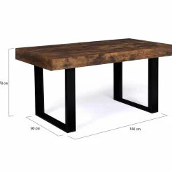 IDMarket Table à manger 6 personnes bois effet vieilli et noir* Meubles En Bois|Collection Design