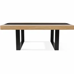 IDMarket Table à manger 10 personnes en bois avec bande centrale noire* Meubles En Bois|Collection Design