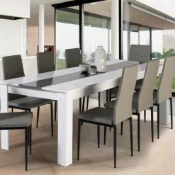 IDMarket Table à manger 8 personnes blanche et grise* Meubles Blancs|Collection Contemporaine