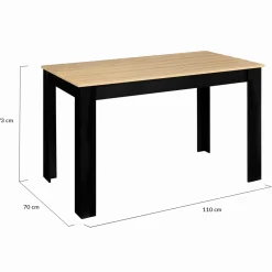 IDMarket Table à manger 110 X 70 cm noir et bois* Collection Design|Collection Contemporaine