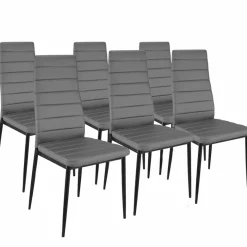 IDMarket Table à manger blanche et grise 140 cm avec 6 chaises grises* Meubles Blancs|Collection Contemporaine