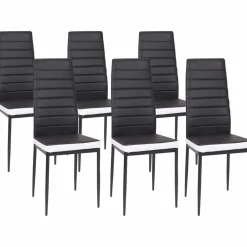 IDMarket Table à manger blanche et noire 140 cm et 6 chaises noires liseré blanc* Meubles Blancs|Collection Contemporaine