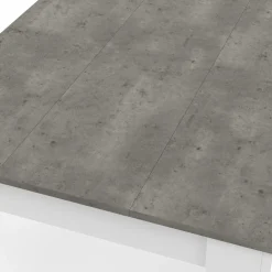 IDMarket Table à manger blanche rectangle plateau effet béton 4 personnes* Collection Design|Collection Contemporaine