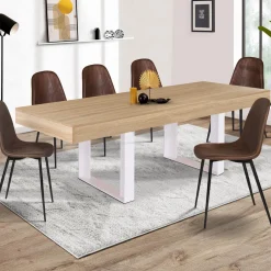 IDMarket Table à manger bois 10 personnes pieds blancs* Meubles En Bois|Collection Design