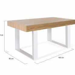 IDMarket Table à manger bois 6 personnes pieds blancs* Meubles En Bois|Collection Design