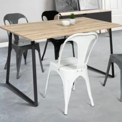 IDMarket Table à manger bois et métal style industriel* Collection Industrielle|Salle À Manger Complète